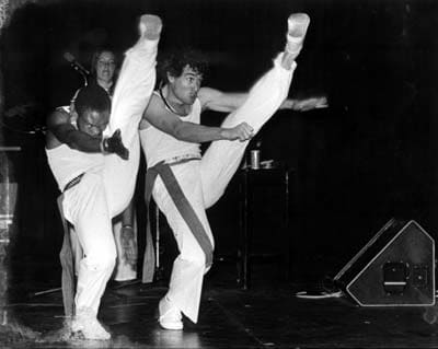 Sipho Mchunu and Jonathan AClegg perform their Zulu dance routine(Clegg always fascinated africans with his ability to do Zulu Dances-he said he grew up amongst the Zulu people)