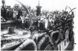 The Exodus Ship with its 4,515 passengers (1,672 of whom were children) was sent back to the DP camps of Germany.