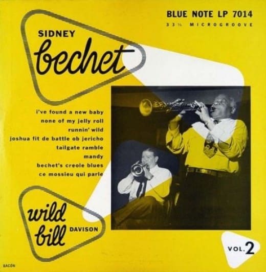 Sidney Bechet Wild Bill Davison, vol 2 BLP 7014 10" LP Vinyl Microgroove Record (1951) Album Cover Design by Paul Bacon Photo by Francis Wolff