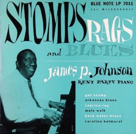 James P Johnson "Stomps Rags and Blues Rent Party Piano" BLP 7011 10" LP Vinyl Microgroove Record (1951) Album Cover Design by Paul Bacon Photo by Francis Wolff