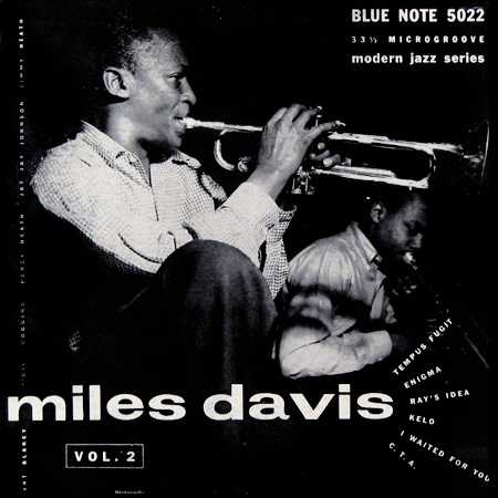 Miles Davis, vol. 2 Blue Note Records BLP 5022 10" LP Vinyl Microgroove LP Record (1953) Album Cover Design by John Hermansader, Photo by Francis Wolff