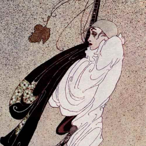 Here we show a portion of "Fallen Leaves" - a design by Kay Nielsen inspired by the tragic tale of Pierrot.