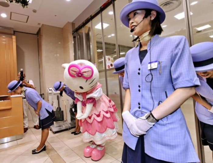 Japanese customer service personnel speak in extremely elaborate keigo. These verbose phrases can be bewildering for the uninitiated.