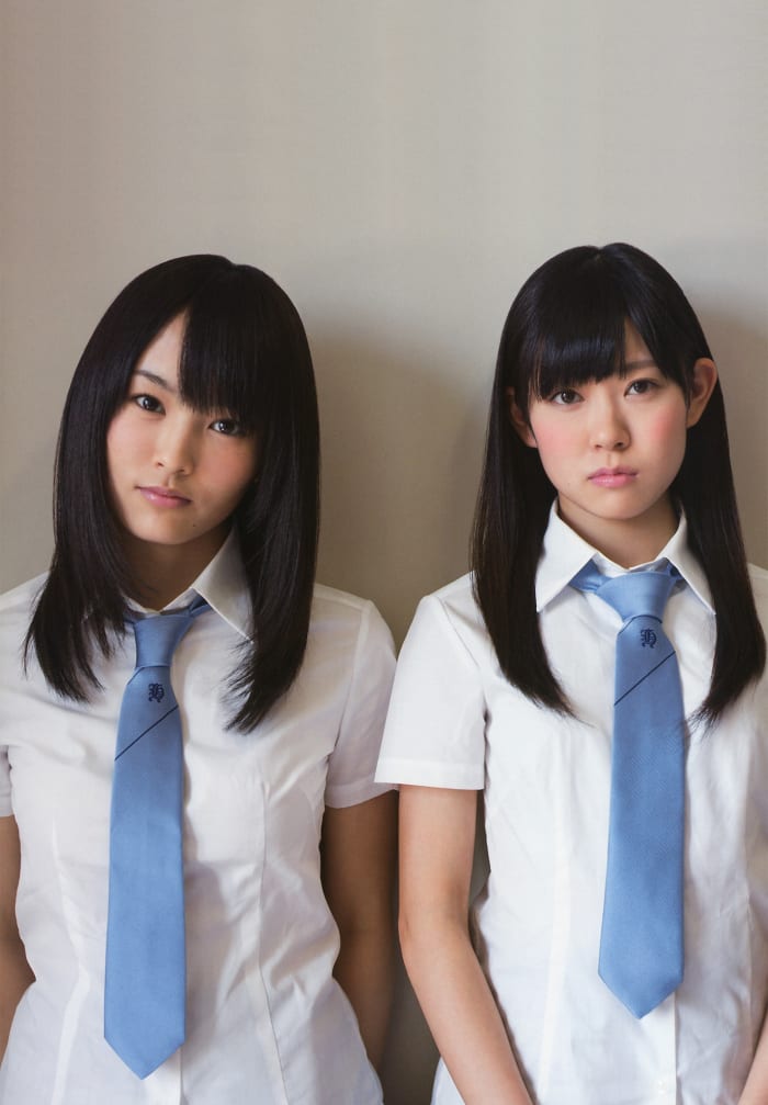Sayaka Yamamoto (left) and Miyuki Watanabe (right) show that they are dressed with ties and showing some sophistication in the fashion department!