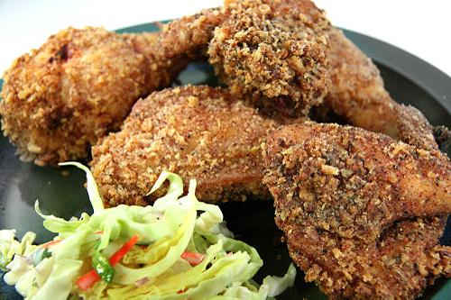 Nothing better than golden brown fried chicken and homemade slaw. You just have to have some homemade buttermilk biscuits to go with the slaw and fried chicken.