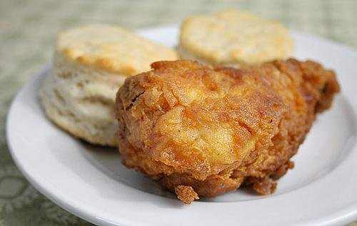 There's nothing better than fried chicken and biscuits. When I was growing up this was our usual snack.