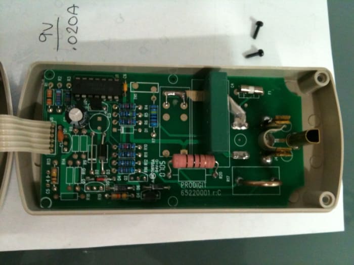 Inside a watt meter. This is the current sense board which converts the current into a voltage which can be interpreted by a microcontroller.