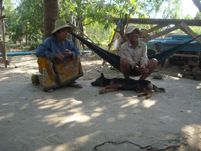 Book ka Make (Father in Law) and Mai ka Make (Mother in Law) staying cool in the heat! It's always Hot in Cambodia!