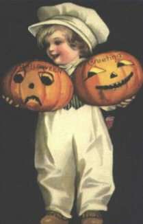 Boy With Twin Jack-O-Lanterns