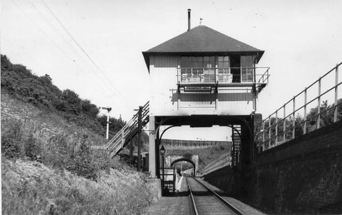 Prospect Hill, Whitby. Cabin straddles the junction of Whitby Redcar & Middlesbrough Union Railway (WR&MUR) with Scarborough & Whitby Railway (S&WR). Staff often kept locomotives waiting under the cabin for extra heat (stove wasn't that efficient)