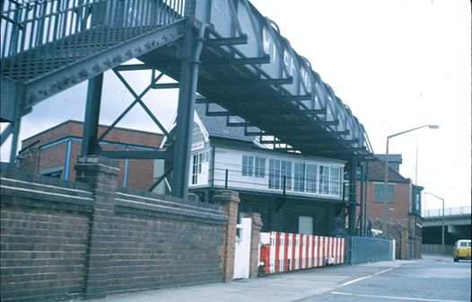 North Ormesby near Middlesbrough, Footbridge over the railway lines on the Cargo Fleet Road interesects the cabin roof