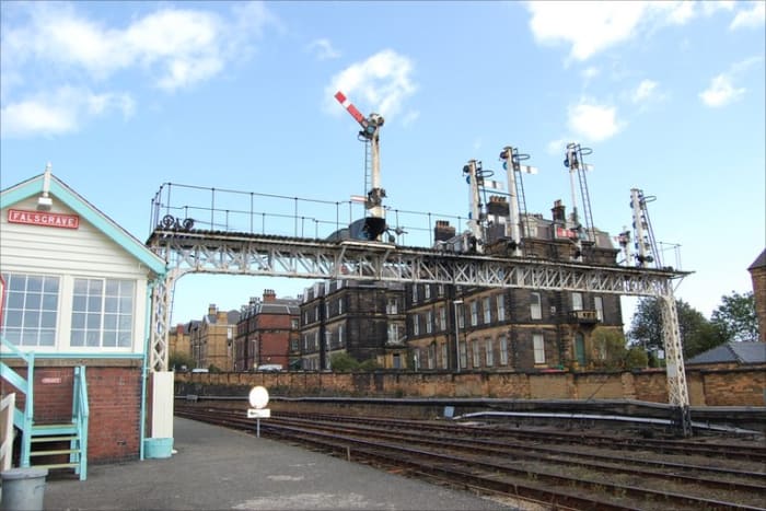 Falsgrave signal gantry, Scarborough - now rebuilt at Grosmont (what happens to the signal cabin?) The signalling has changed over the years, rationalised, you might say, like the track access to Scarborough Station