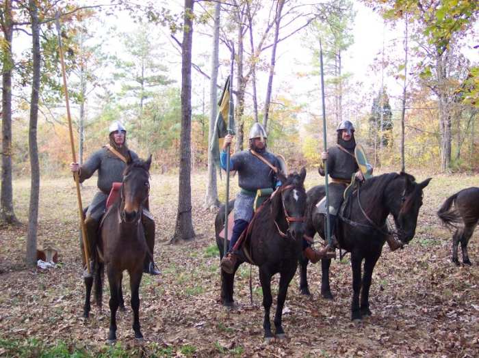 Three of a company of Norman cavalry known as a 'conroi'. No-one wanted to clash with them on open ground...