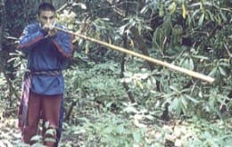 Blowgun used by Cherokee men in their traditional hunting grounds in the Appalachian Mountains of North Carolina.