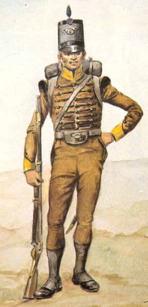 Portuguese Infantryman from the Napoleonic era. Unfortunately none were present to stem the French Invasion of Portugal.