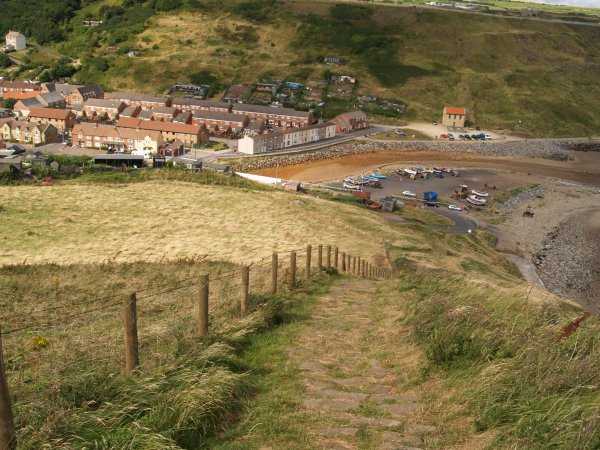 Looking down into the village from the Boulby clifftop footpath. This is another fine walk you might like to tackle - another time, along the Cleveland Way.