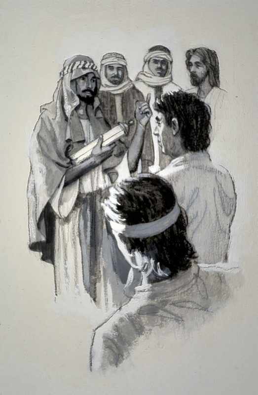 Barnabas takes new convert Paul before the Jerusalem council to convince them that Paul is truly converted.