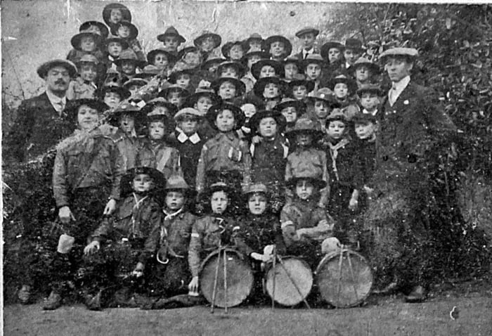 The local Boys' Brigade, of which my grandad was a member, in the early 20th century. We don't know which one is grandad, unfortunately.