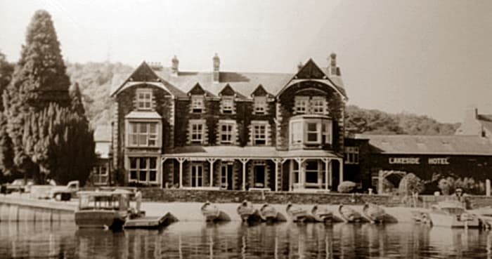 The Lake District was a popular visitor destination in the 1930s. Pictured is the Lakeside Hotel overlooking Lake Windermere.