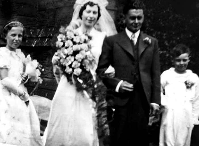 The family wedding in the 1930s, when my mum was a bridesmaid and her brother Kenneth was pageboy and wore a white silk suit.