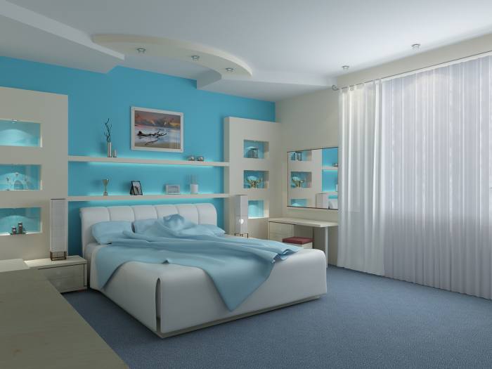 If you want a place to relax and be tranquil, blue is the color to use as it has been proven to relax the human mind. The calming effect it has is related to water and nature.