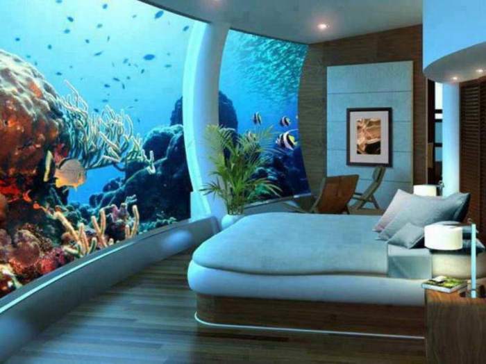 Although this is extreme, try incorporating small aquarium against a wall in front of your bed for a relaxing view each night.