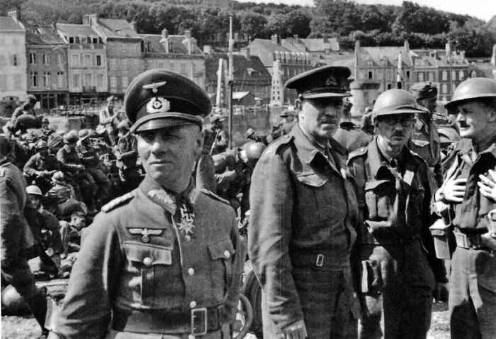 Erwin Rommel with Surrendered Major General Sir V M Fortune, Commander of the 51st Highland Division at St Valery, June 1940