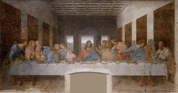 Leonardo da Vinci's The Last Supper shows us a table which was not in vogue at the time of The Last Supper. Hence, it is anachronism.