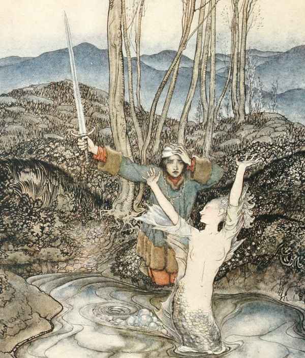 Here we show a portion of 'Clerk Colvill' - a design by Arthur Rackham from his suite of illustrations published in "Some British Ballads" (1919).