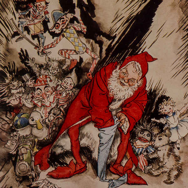 Here we show a portion of 'He spoke not a word, but went straight to his work ...' - a design by Arthur Rackham from his suite of illustrations published in "The Night Before Christmas" (1931).