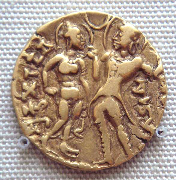 Coin of Chandragupta I depicting the king with his queen.