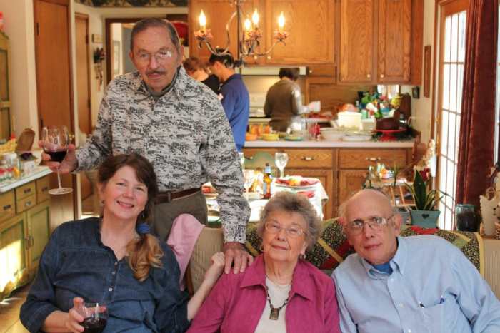 Don, Kayle, and Louise Rice and Brian Leekley, Thanksgiving Day 2012 at the home of Steve and Jan Rice