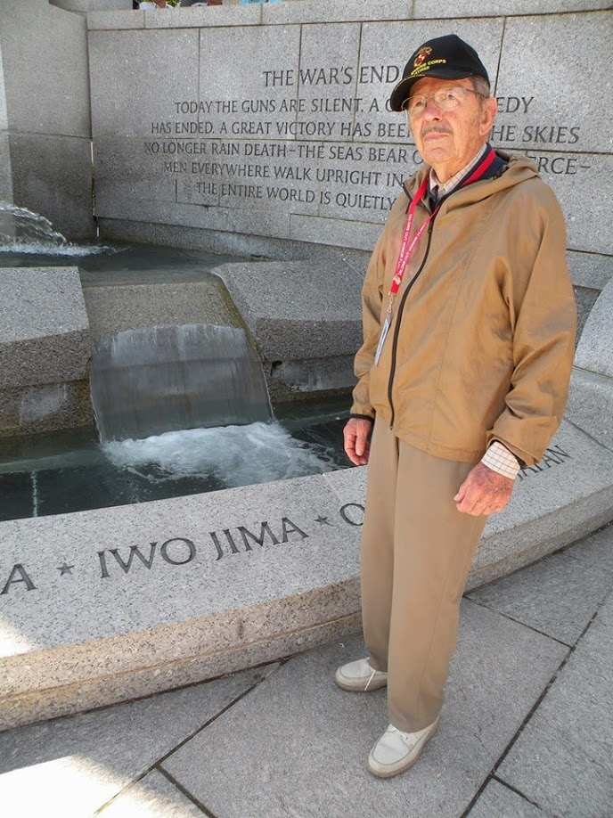In April 2015 my father-in-law, Don Rice, was one of the World War 2 veterans flown by the Honor Flight Network from Kalamazoo to Washington DC for a tour. Don served in the Marines in the Pacific.