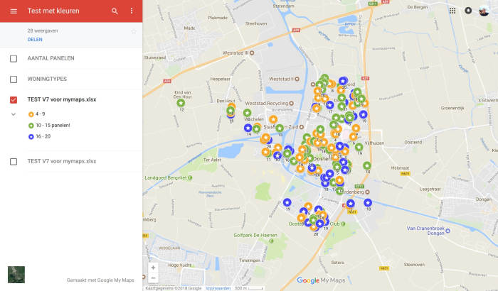This is an example of location data on top of a Google map. It is very easy to quickly import some data and map it as a prototype.