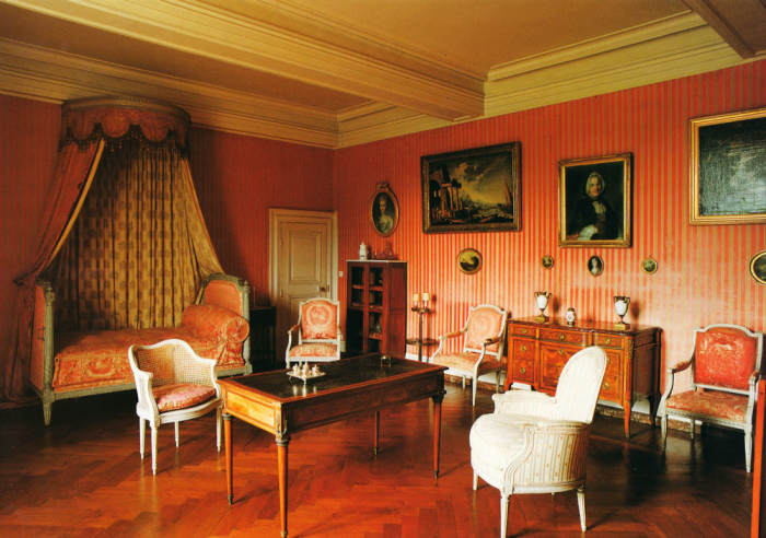 Chambre de Madame Luzarche at Azay le Ferron Castle. The château is furnished as it was when occupied by the Luzarche family and George Hersant and his wife, between 1850 and 1953, when it opened to the public.