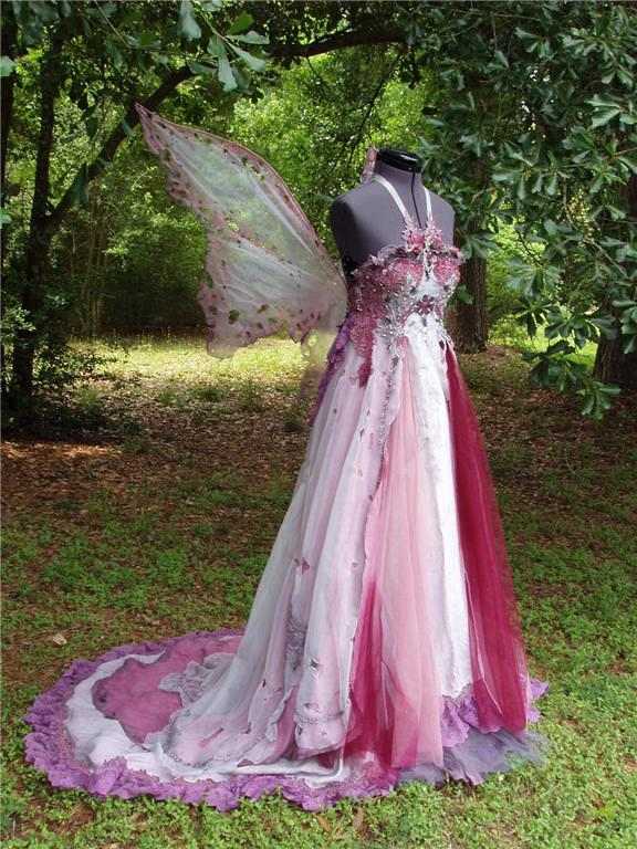 Fairy Wedding Dress with Fairy Wings. It was sold on Ebay in 2007. For more pictures of this dress, check out this article: http://calamitykim.typepad.com/calamity_kim/2007/05/re_purposed_and.html.
