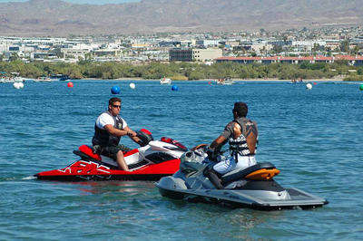 By far the best 2009 personal watercraft on the market: the Sea-Doo RXP 2008 in red and RXP-X 255 2009 in silver.