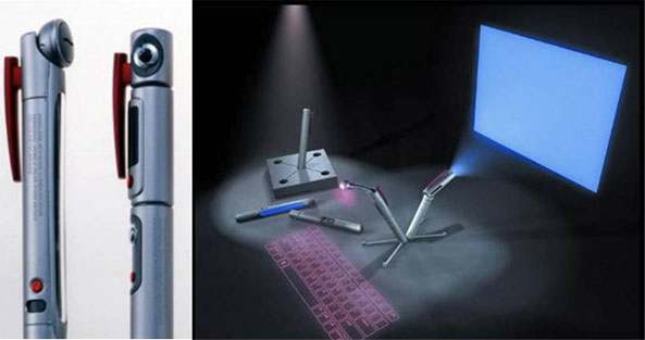 Computer Pen - Its a complete computer, cell phone, GPS tracker, covert video camera, fax machine. wireless internet browser, high resolution still camera, wireless email checker and sender, roll-out iPod, MP3 and MP4 player, movie downloader and pla