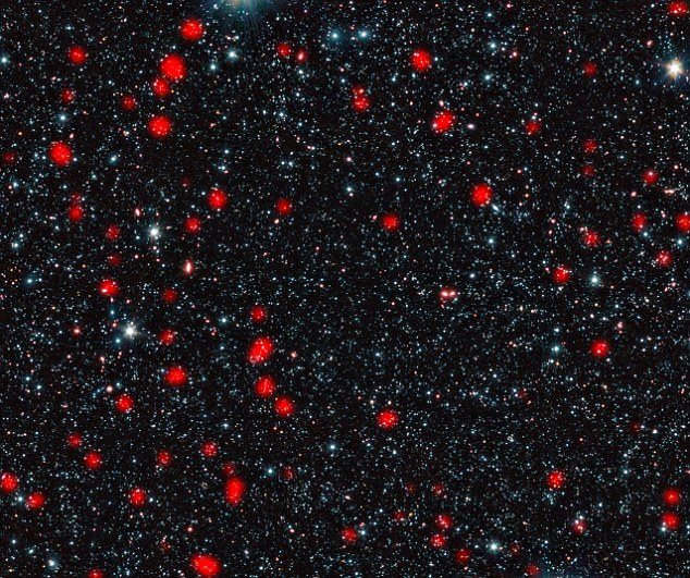 This image shows these distant galaxies, found in a region of sky known as the Extended Chandra Deep Field South, in the constellation of Fornax. The galaxies are so distant that their light has taken around ten billion years to reach us, so we see t