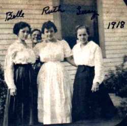 A 1918 photo of my grandmother, Ruth Vining with her sisters in Tyro, Kansas. Not sure who that fellow is behind them. It might be their brother Albert.