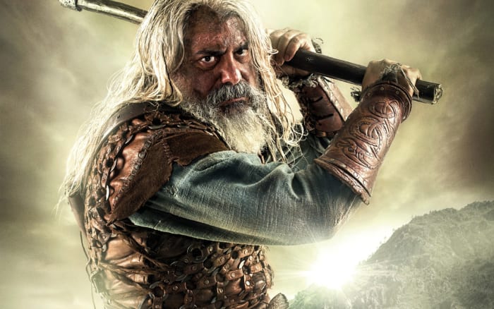 With his Dane axe an insurgent dispatches one of the Normans - this could be one of Hereward's kinsmen on his father's side, Siward 'Blond', Siward 'Red', Skalpi, Outig or Dutig...