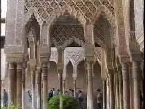 The Alhambra, Masterpiece of Moorish Architecture of Spain. In Grenada the Moorish rulers of Spain built lavish palaces and forts.