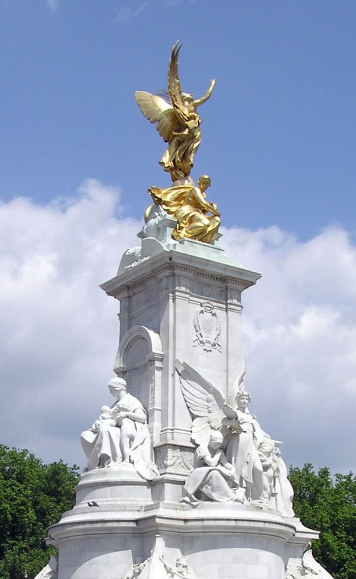 'This work has been released into the public domain by its author, Arpingstone'. See: http://en.wikipedia.org/wiki/File:Victoria.memorial.london.arp.jpg