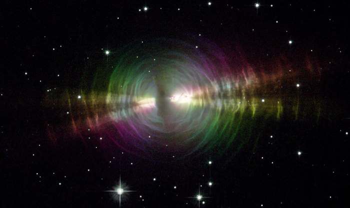 A different view of the Egg Nebula showing the circles or arcs of shed material that this nebula is famous for.