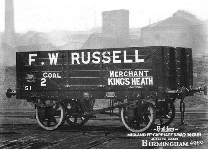 The Railway Clearing House (RCH) saw to the standardisation of private owner mineral wagons. Here we have a coal company vehicle owned by Russells of Kings Heath (B'ham), built by Midland Carriage & Wagon