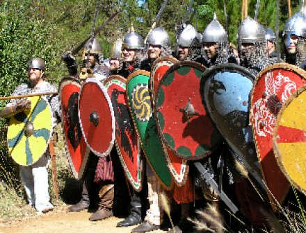 These Varangian Guardsmen have adapted their native Norse or Rus/Rhos battle formation against Turkish cavalry attack