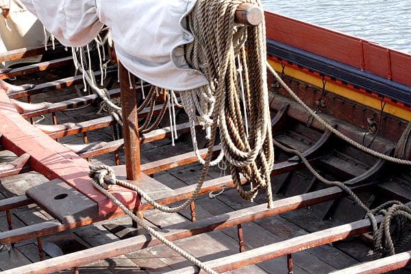 Rowing benches on 'Havhinsgsten' (pron. 'howhinsten) Sea Stallion of Glendalough, Ireland,