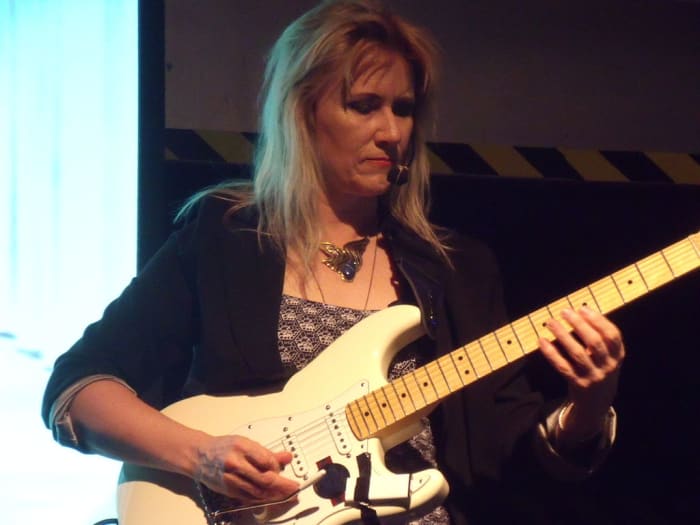 Jennifer Batten and a Fender Stratocaster