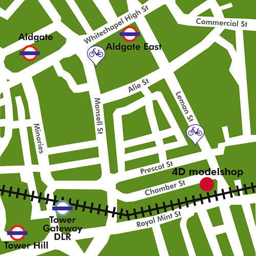 Location near a road junction, within five minute's walk of Aldgate and Aldgate East Underground stations and Fenchurch Street Station on the overground or Tower Gateway at one terminus of the Docklands Light Railway (DLR) from Canary Wharf or Poplar