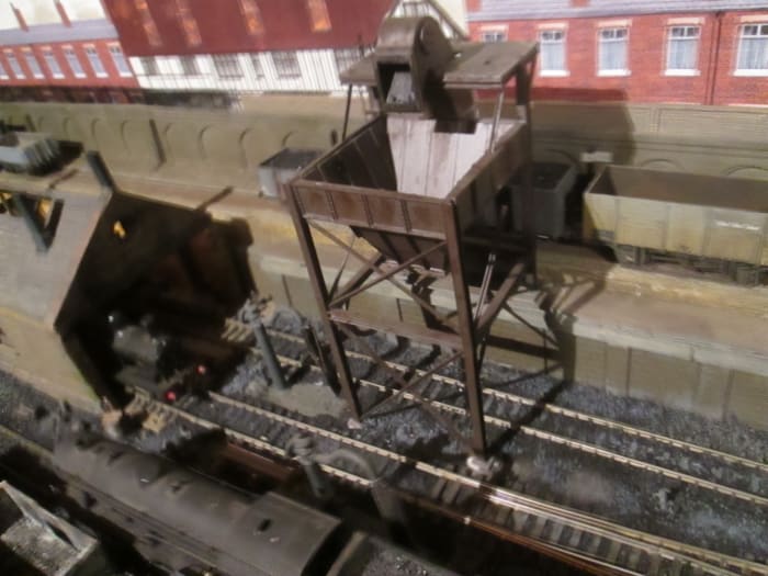 Looking down on the loco coaler. It works by pulling a plastic drawer to allow the finely ground coal through